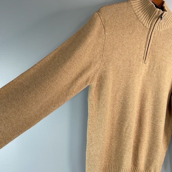 Luca Nobili Mens NWT Camel Tan Italian Wool Blend 1/4 Zip Sweater Long Sleeve L - Picture 5 of 11
